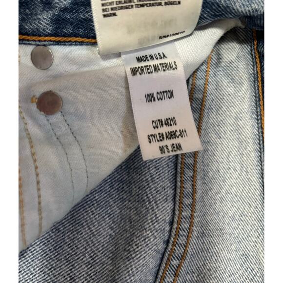 AGOLDE 90’s High Rise Distressed Straight Leg Jeans Light Wash Rigid Denim Sz 23 - Picture 6 of 10